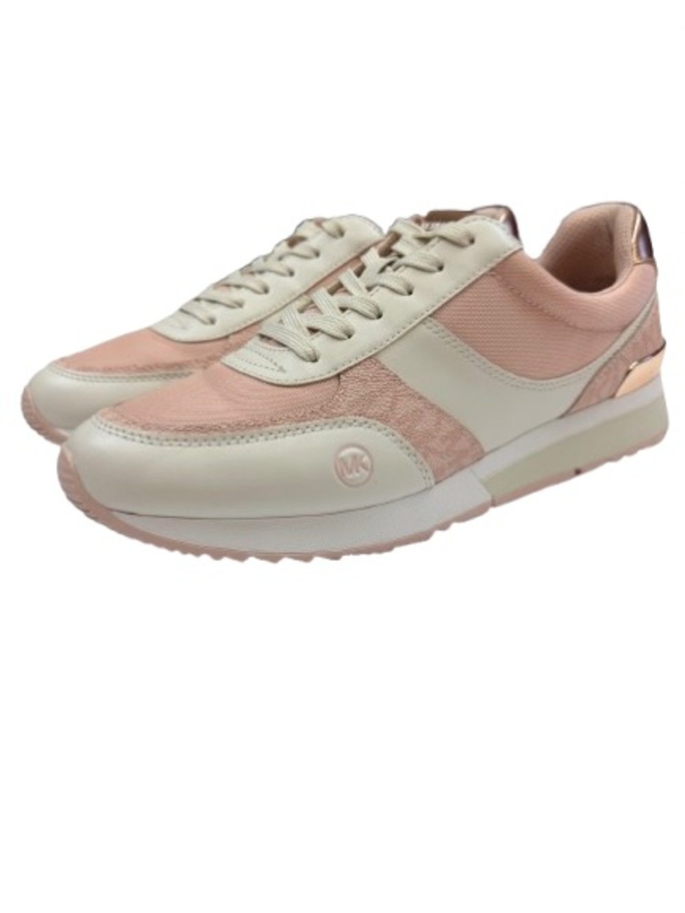 Michael Kors Allie Trainer Sneakers Pink Rose Gold Mesh Leather Sz 10M
